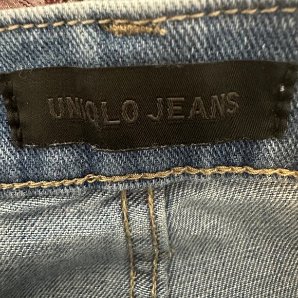 Uniqlo Womens High Rise Regular Fit Crop Wide Leg Medium Blue Denim Jeans 25 - Picture 7 of 9